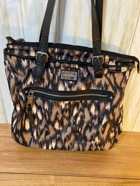 Dana Buchman Black & Taupe Abstract Shoulder Tote